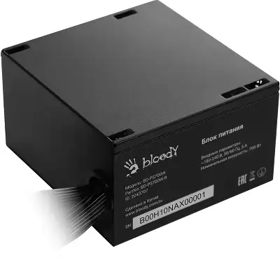 Блок питания Bloody ATX 700W BD-PS700W 80 PLUS WHITE (20+4pin) APFC 120mm fan color LED 6xSATA RTL