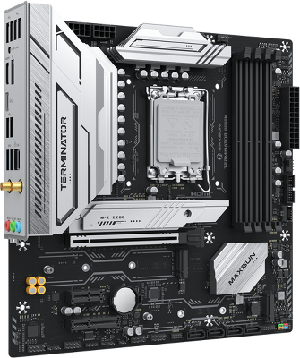 Материнская плата MAXSUN MS-Terminator B860M WIFI, LGA1851, B860, 4*DDR5, 4*SATA3, 3*M.2, USB 3.2, USB 2.0, Type-C, 1*PCIEx16, 1*PCIex4, 1*PCIex1, HDMI+DP, mATX
