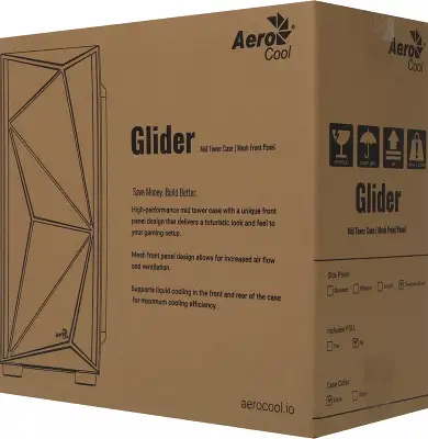 Корпус AeroCool Glider-G, черный, ATX, Без БП (Glider Cosmo-G-BK-v1)