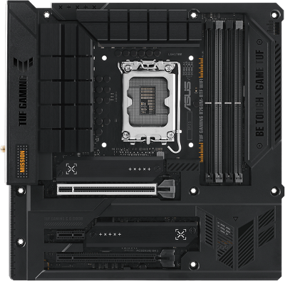 Материнская плата ASUS TUF GAMING B760M-BTF WIFI, LGA1700, B760, 4*DDR5, 4*SATA, 3*M.2, 5*USB 3.2, 4*USB 2.0, Type-C, 2*PCIx16, 1*PCIx1, DP+HDMI, mATX; 90MB1G50-M0EAY0