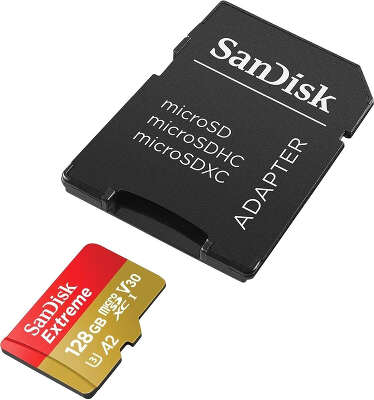 Карта памяти 128 Гб Micro SDXC SanDisk Extreme Class 10 V30 UHS-I A2 U4 [SDSQXA1-128G-GN6MA]
