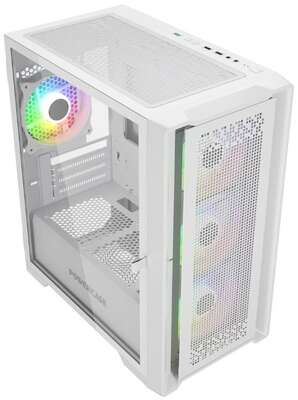 Powercase ByteFlow Micro White, Tempered Glass, 4х 120mm ARGB fans, ARGB HUB, белый, mATX  (CAMBFW-A4)