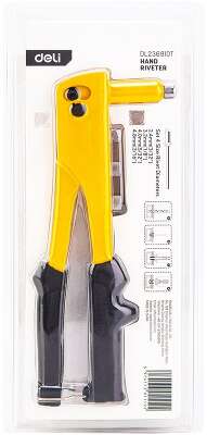 Ручной заклепочник с набором заклепок (60шт) Deli DL236910T 265мм, сталь 20Cr, диаметр 2,4 / 3,2 / 4,0 / 4,8 мм