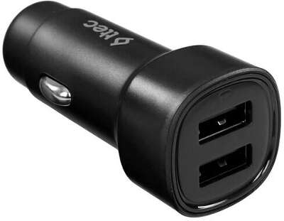 Автомобильное зарядное устройство USB-A c кабелями Lightning и USB-C. Цвет: черный