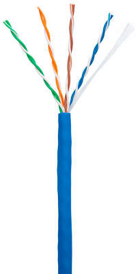 Кабель NETLAN U/UTP 4 пары, Кат.5e (Класс D), 100МГц, одножильный, BC (чистая медь), поливинилхлорид, синий, 305м - гарантия: 1 год