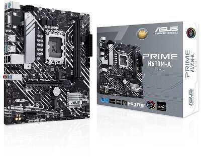 ASUS PRIME H610M-A-CSM (Socket 1700, mATX, 2xDDR5(96GB), VGA/DP/HDMI, 1xPCIe 4.0x16/1xPCIe 3.0, 1xLAN, 4xSATA 6Gb/s, 2xM.2, 1xM.2 E key, 2xUSB 3.2, 2xUSB 2.0, 2xPS/2)