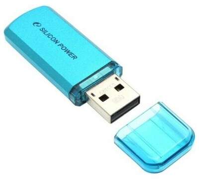 Модуль памяти USB2.0 Silicon Power Helios 101, 64 Гб, голубой [SP064GBUF2101V1B]