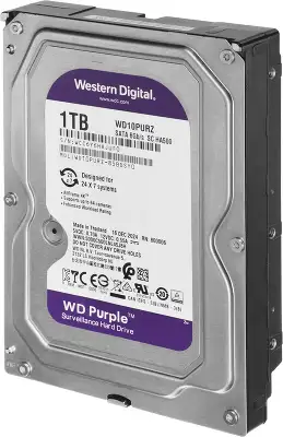 Жесткий диск WD SATA-III 1Tb WD10PURZ Surveillance Purple (5400rpm) 64Mb 3.5