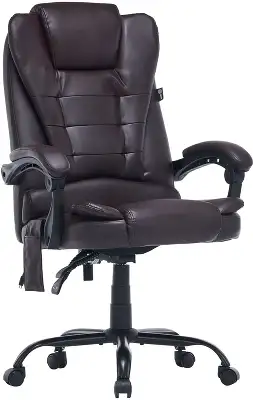 Кресло Cactus CS-CHR-OC03M-BR с вибромассажем темно-коричневый экокожа с подголов. крестов.