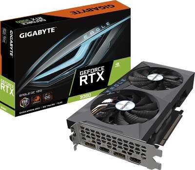 Видеокарта GIGABYTE NVIDIA nVidia GeForce RTX 3060 EAGLE OC 12Gb DDR6 PCI-E 2HDMI, 2DP