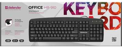 Defender Клавиатура Office HB-910 RU USB [45910] {Проводная, полноразмерная, черная}