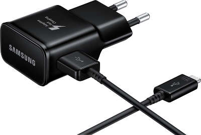 Зарядное устройство Samsung EP-TA20 с кабелем USB type-C, 2A, чёрное