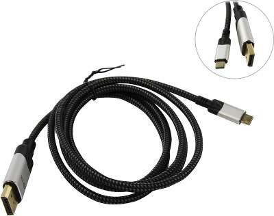 Кабель USB 3.1 Type-C(m)-DisplayPort(m), 1.8м, черный VCOM Premium (CU422MCV-1.8M)