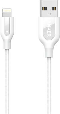 Кабель Anker PowerLine+ USB to Lightning Cable, 0.9 м, кевлар, белый [A8121H21]