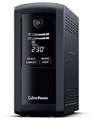 ИБП CyberPower VP1000ELCD {Line-Interactive, Tower, 1000VA/550W USB/RS-232/RJ11/45  (4 EURO), 12В/9 Ач х 1}