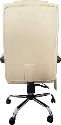 Кресло Cactus CS-CHR-OC04M-WT с вибромассажем слоновая кость экокожа с подголов. крестов.