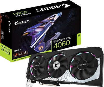 Видеокарта GIGABYTE NVIDIA nVidia GeForce RTX 4060 AORUS ELITE 8Gb DDR6 PCI-E 2HDMI, 2DP