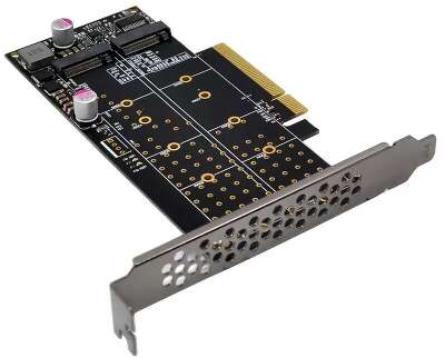 ORIENT C303E2 , Переходник PCI-Ex8->2 x M.2 M-key NVMe SSD, тип 2230/2242/2260/2280/22110, 2 планки крепления в комплекте (31325)