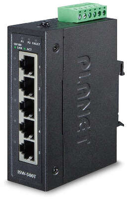ISW-500T коммутатор для монтажа в DIN рейку/ IP30 Compact size 5-Port 10/100TX Fast Ethernet Switch (-40~75 degrees C)