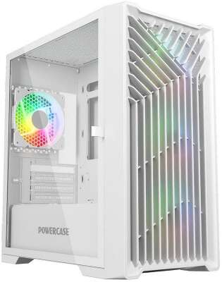 Корпус Powercase Корпус Powercase Mistral Micro X4W, Tempered Glass, 4х 120mm 5-color fan, белый, mATX CMMXW-L4