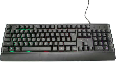 Клавиатура проводная игровая Gembird KB-220L, мембранная, 104 клавиш, подсветка Rainbow, кабель 1.5м, черная