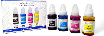 Чернила NVP GI-490 для принтеров Canon Pixma G1400/G2400, набор 4 цвета по 100 мл совместимые