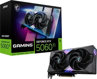 Видеокарта MSI PCI-E 5.0 RTX 5060 Ti 8G GAMING OC NVIDIA GeForce RTX 5060TI 8Gb 128bit GDDR7 2647/28000 HDMIx1 DPx3 HDCP Ret