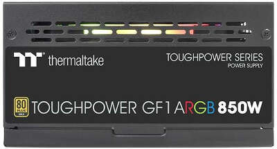Блок питания Thermaltake ATX 850W Toughpower GF1 ARGB 80+ gold (20+4pin) APFC 140mm fan color LED 12xSATA Cab Manag RTL