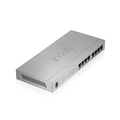 Коммутатор Коммутатор PoE+ Zyxel GS1008HP, 8xGE PoE+, настольный, металлический, бесшумный, бюджет PoE 60 Вт