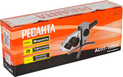 Сварочный аппарат для пластиковых труб Ресанта АСПТ-1000А 1кВт Тмакс.:300 парн.насад. 3насад. (65/96)