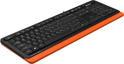 Клавиатура A4Tech FKS10 черный/оранжевый USB (подставка для запястий) (FKS10 ORANGE) кабель 1.5м