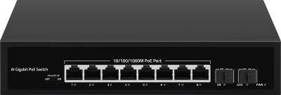 Неуправляемый коммутатор PoE NIKOMAX, 8*10/100/1000 Мбит/с PoE (802.3af/at), 7-8 порт до 250 метров cat6, 2*1000 Мбит/с SFP, PoE Watchdog, 120Вт