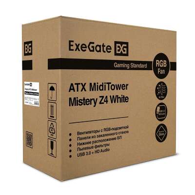 Корпус ExeGate Mistery Z4, белый, ATX, без БП (EX294390RUS)