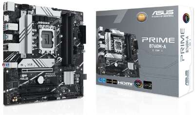 ASUS PRIME B760M-A-CSM (Socket 1700, mATX, 4xDDR5(128GB), 2xDP/HDMI, 3xPCIe 4.0x16, 4xSATA 6Gb/s,  2*M2,  2,5xLAN,  2xUSB 3.1, 4xUSB 2.0, 1xPS/2)