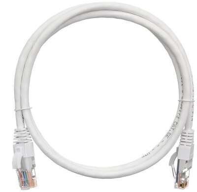 Коммутационный шнур NIKOMAX U/UTP 4 пары, Кат.5е (Класс D), 100МГц, 2хRJ45/8P8C, T568B, заливной, с защитой защелки, многожильный, BC (чистая медь), 24AWG (7х0,205мм), поливинилхлорид, белый, 0,3м