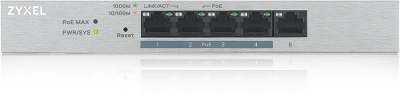 Коммутатор/ ZYXEL GS1200-5HP V2, 5 Port Gigabit PoE+ webmanaged Switch, 4x PoE, 60 Watt