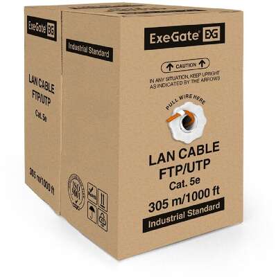 Exegate EX256747RUS Кабель UTP 4 пары кат.5e Exegate CCA, 24AWG, LSZH, бухта 305м, оранжевый