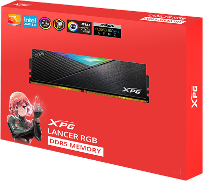 Оперативная память ADATA LANCER RGB DDR5 DIMM 64GB 6000MHz 2*32GB 30-40-40 1.35V BLACK DUAL COLOR BOX