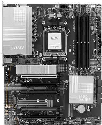 Материнская плата MSI PRO B840-P WIFI B840, AM5, 4*DDR5, 5*PCIEx16, 2*M.2, 2*TypeC, 1*USB3.2Gen2, 4*USB3.2Gen1, 8*USB2.0, 4*SATA3.0, 2.5G, HDMI, ATX, RTL