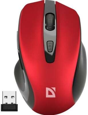 Defender Prime MB-053 { Беспроводная оптическая мышь,красный,6D,800-1600dpi,бесшумн } [52052]