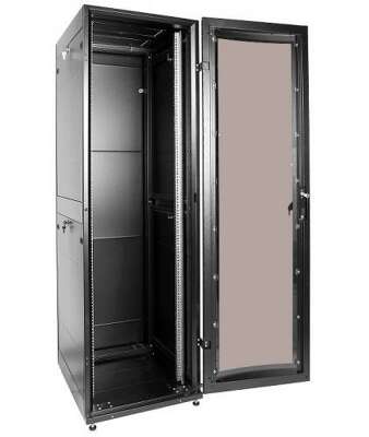 ЦМО Шкаф телекоммуникационный напольный ПРОФ универсальный 42U (600x1000) дверь стекло, чёрный, в сборе (ШТК-МП-42.6.10-1ААА-9005) 