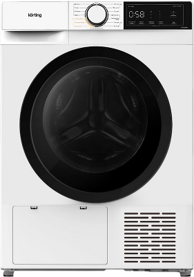 Сушильная машина KORTING/ Сушильная машина KORTING, отдельностоящая, глубина 60 см, загрузка 8 кг, сенсорное управление, цифровой дисплей, 15 программ, отложенный старт, стандартный мотор, защита от сминания, тепловой насос, дезинфекция ультрафиолетом, эн