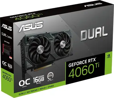 Видеокарта ASUS NVIDIA nVidia GeForce RTX 4060Ti Dual OC 16Gb DDR6 PCI-E HDMI, 3DP