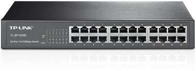 TP-Link TL-SF1024D 24-портовый коммутатор 10/100 Мбит/с, стальной корпус высотой 1U, монтируется в 13-дюймовую стойку