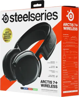 Наушники с микрофоном Steelseries Arctis 7+ черный мониторные Radio оголовье (61470)