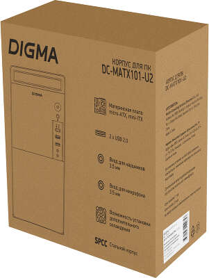 Корпус Digma DC-MATX101-U2, черный, mATX, Без БП (DC-MATX101-U2)