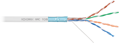 Кабель NIKOMAX F/UTP 4 пары, Кат.5e (Класс D), тест по ISO/IEC, 100МГц, одножильный, BC (чистая медь), 24AWG (0,52мм), полимерный материал нг(А)-HF, внутренний, оранжевый, 305м - гарантия: 15 лет / 25 лет системная