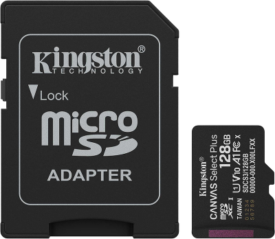 Карта памяти/ Kingston Canvas Select Plus 128GB Gen3 microSDXC 150MB/s A1 Card + Adapter