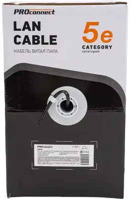 Кабель информационный PROconnect 01-0045-3 кат.5E UTP 4 пары 24AWG PE внешний 305м черный