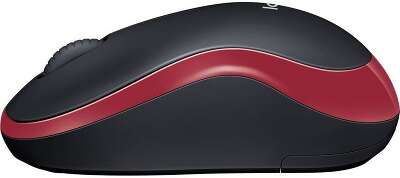 Мышь беспроводная LOGITECH M185 черный/красный (USB, 1000dpi, 3but) (910-002633)
